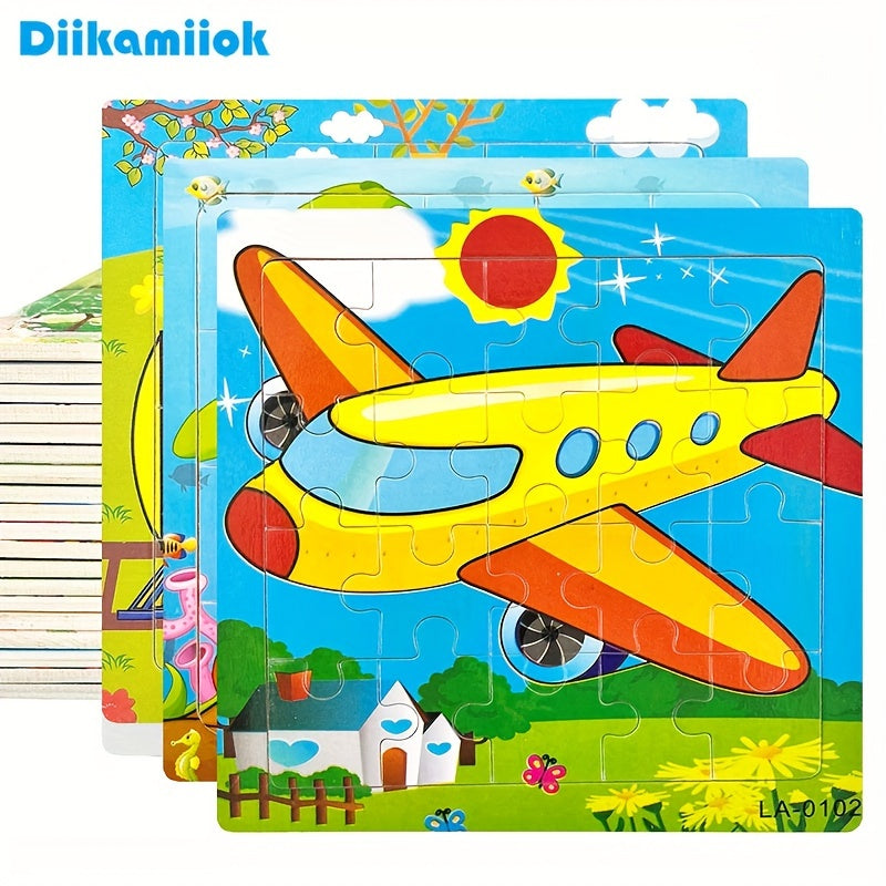 Wooden Jigsaw Puzzle Transportation and Marine Animal Toy