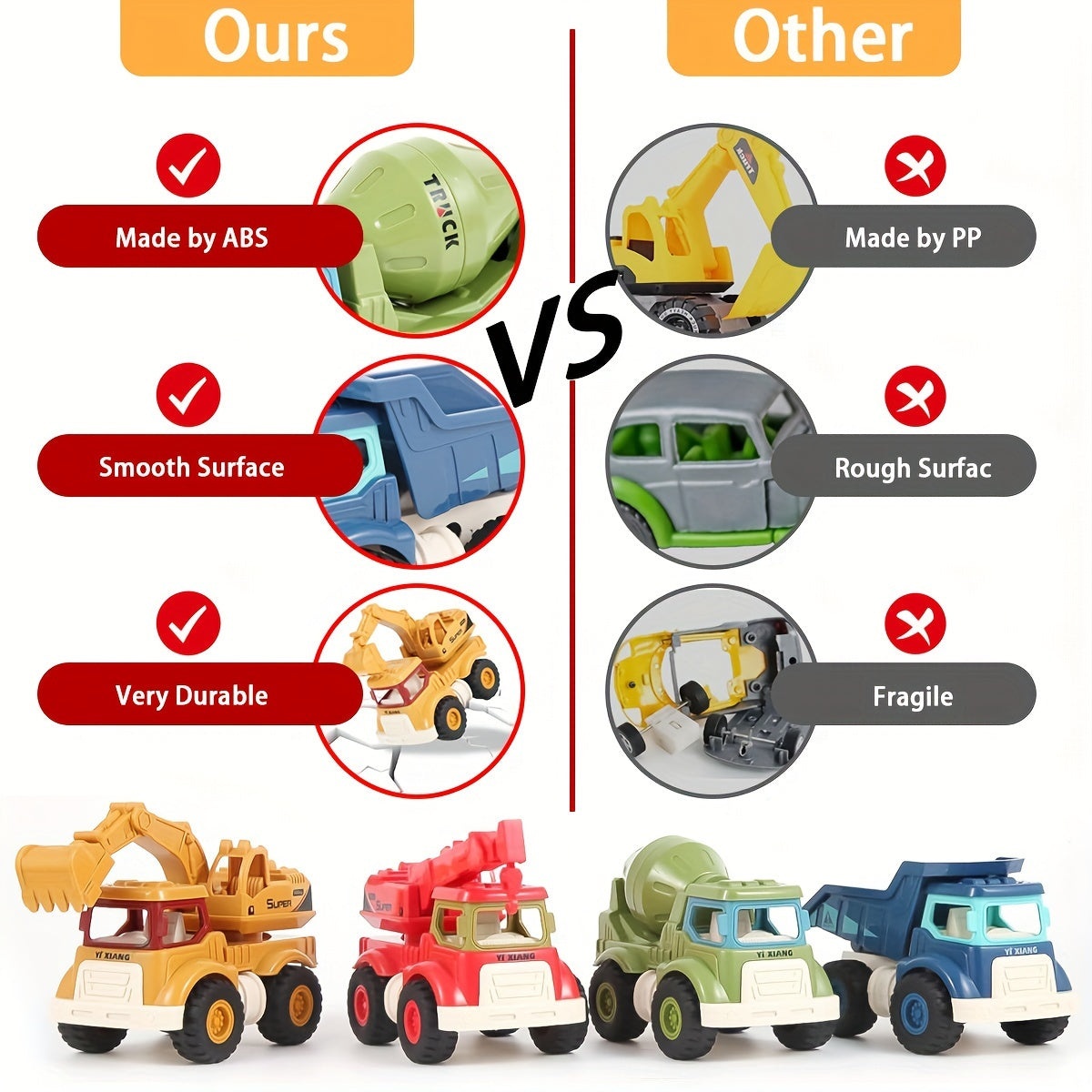 Construction Truck Toys Set for 3-6 Year Olds