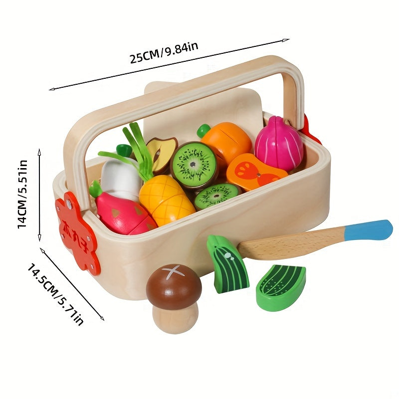 Magnetic Wooden Food Toy Set With Basket
