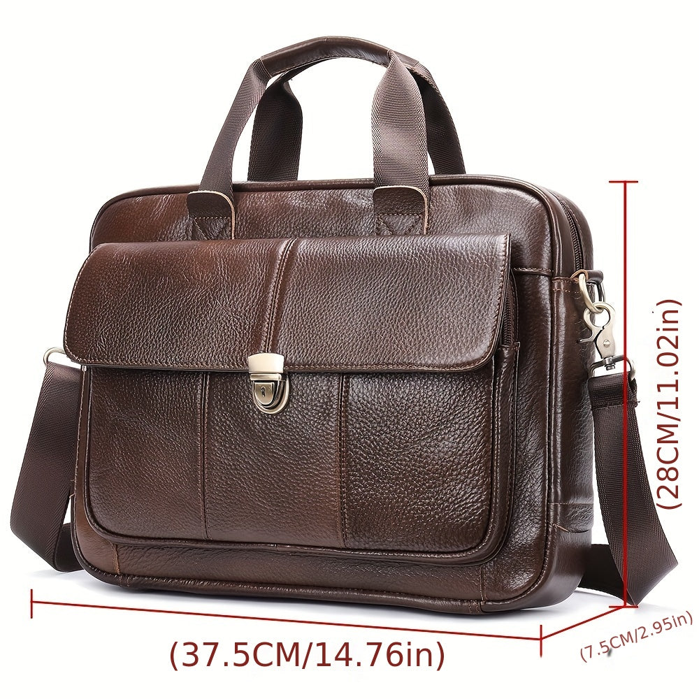 Men's Leather Business Tote Bag Vintage Briefcase