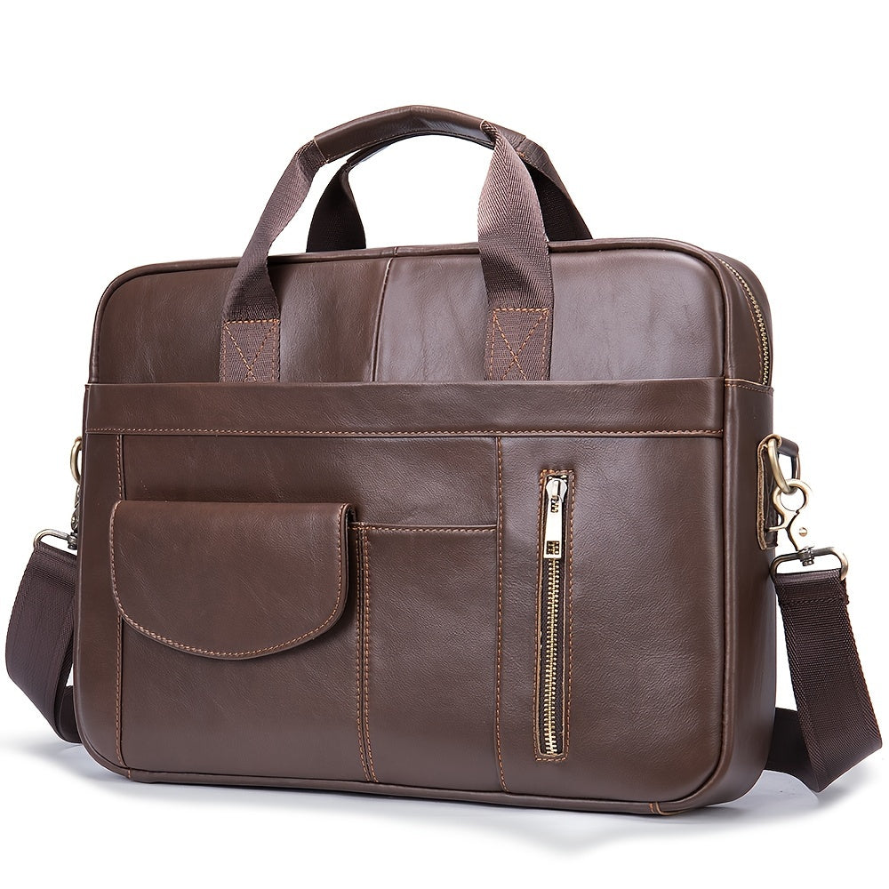 Men's Leather Briefcase Shoulder Bag Classic Large Capacity Crossbody Bags