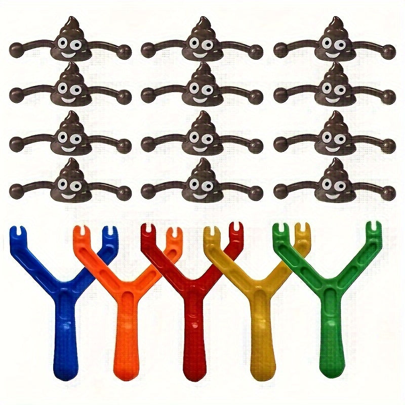 Funny Prank Poop Slingshot Toy Set 6 Pack for Kids Mixed Novelty Gag Gift Poo La