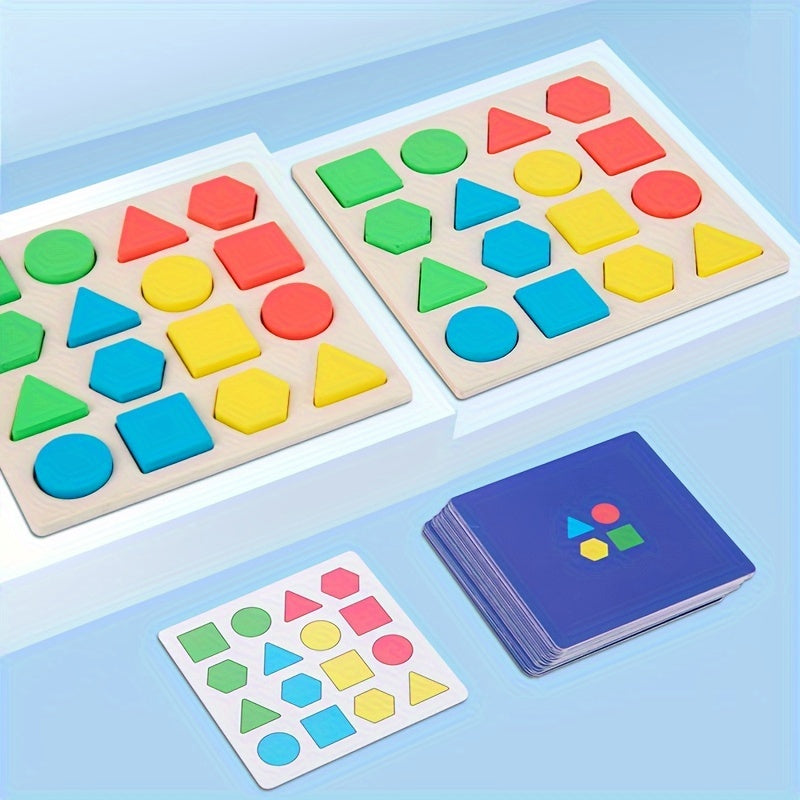 Wooden Geometric Matching Building Blocks Educational Toys