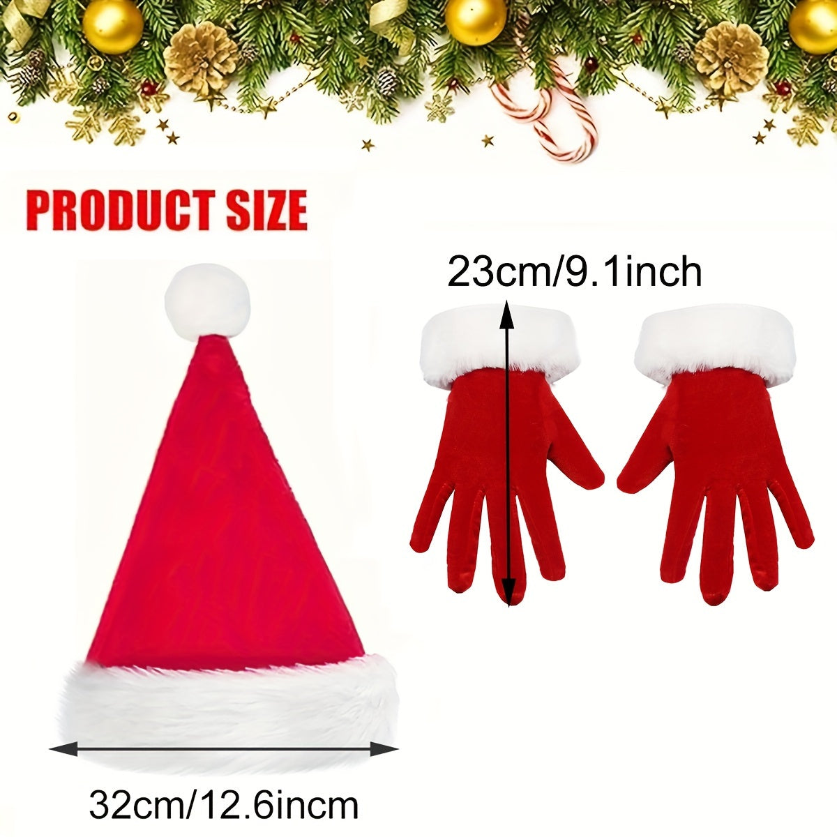 Christmas Santa Costume Set: Hat and Hand Covers for Women
