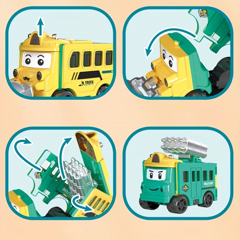 Transforming Truck Playset Fire Truck Bulldozer Toy for Kids Age 3 6