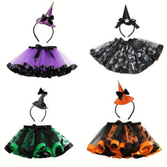 Witch Tutu Skirt with Headband Halloween Costume Set