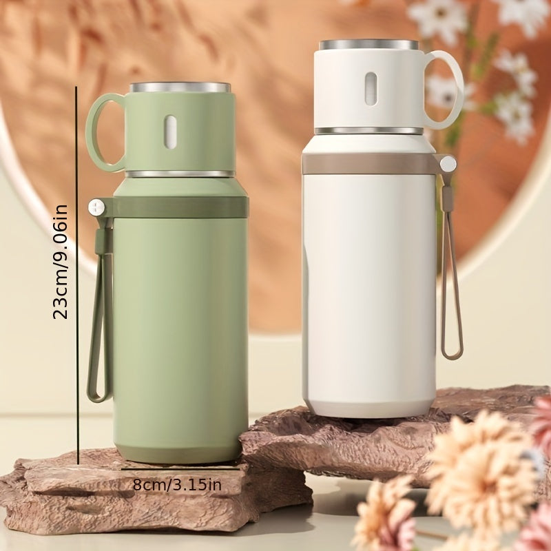 316 SS Insulated Water Bottle with Rope - Portable Kettle Coffee Cup Lid