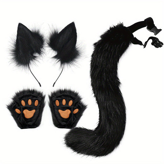 Beast Ears Tail Set Plush Claw Props Cosplay Halloween Party