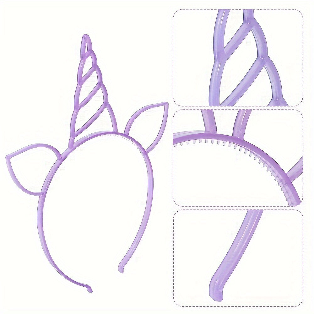 6 Pack Unicorn Headbands Neon Glowing Party Favors for Teens