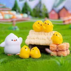 10pcs Yellow Duck Family Resin Figurines for Outdoor Play & Home Decor
