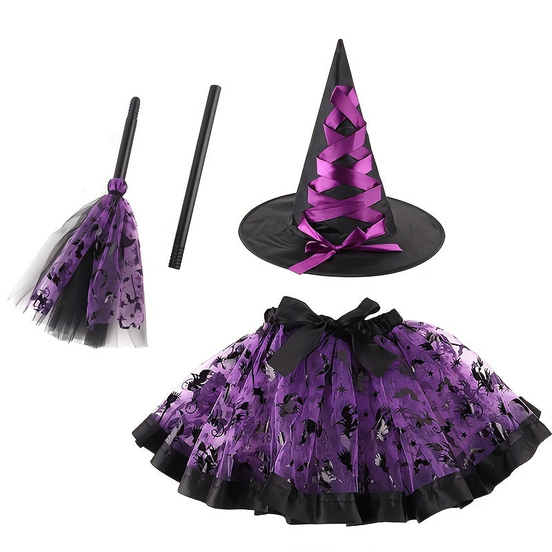Halloween Witch Costume Funky Skirt Hat Wand