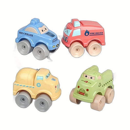 4 Cartoon-Inspired Kids' Toy Vehicles Inertia Space Cars Playset