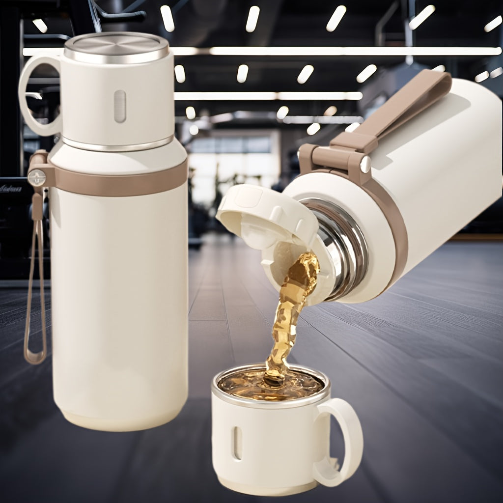 316 SS Insulated Water Bottle with Rope - Portable Kettle Coffee Cup Lid