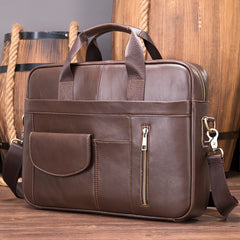 Men's Leather Briefcase Shoulder Bag Classic Large Capacity Crossbody Bags