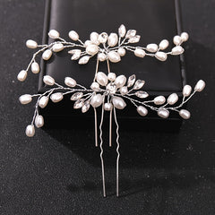 2pcs Pearl & Rhinestone U Hairpins for Bridal Updos & Parties