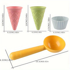 4pcs Beach Ice Cream Tube Spatula Cake Mold Set Plastic Cup Beach Toys