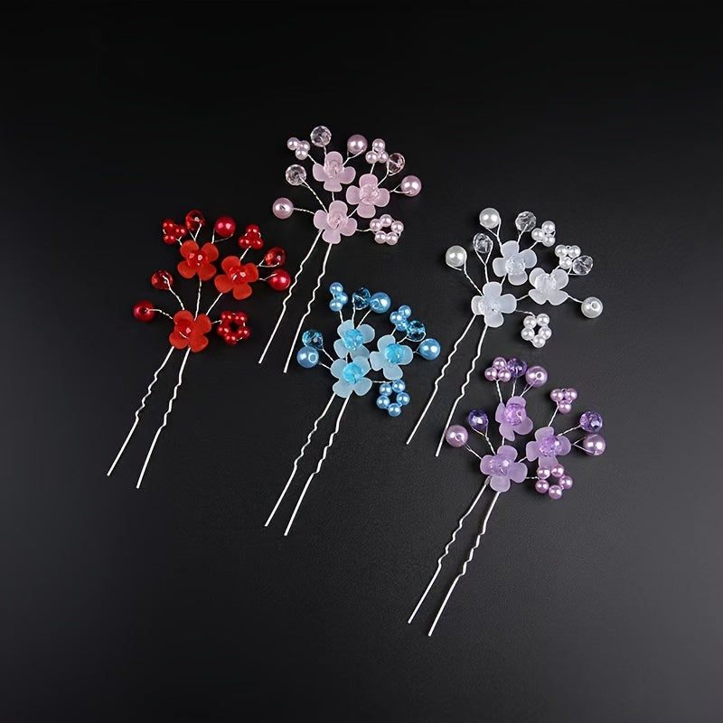 Red Crystal Hairpin Wedding Jewelry Dress Accessories