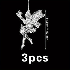 3pcs Christmas Acrylic Snowflake Ice Angel Wing Pendants