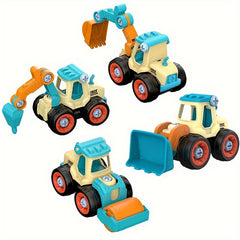 4 Piece DIY Engineering Toy Set Construction Vehicles for Kids Ages 3