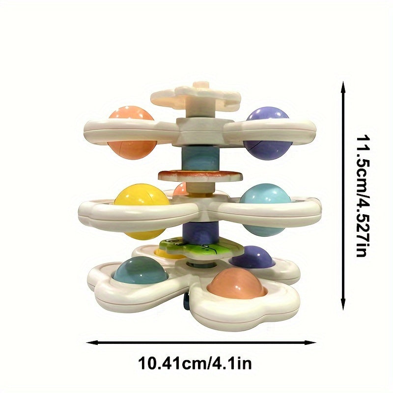 3 Cartoon Animal Spinning Tops with Suction Base - Safe Plastic Spin Toy