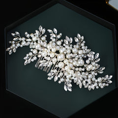 Bridal Hair Comb with Rhinestones & Pearls - Wedding Accessory