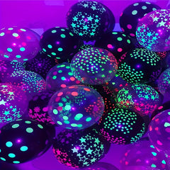 Neon Glow Balloons UV Blacklight Latex Balloons Mixed Polka Dot Reusable