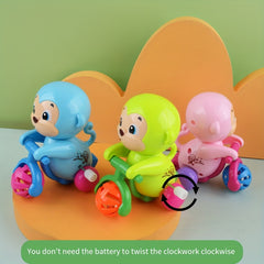 Clockwork Monkey Wind Up Toy with Ringing Bell for Kids - No Batteries Required
