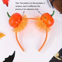 Halloween Pumpkin Headband with Tulle Accents