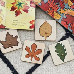 Wooden Leaf Puzzle Shapes Matching Cognitive Board
