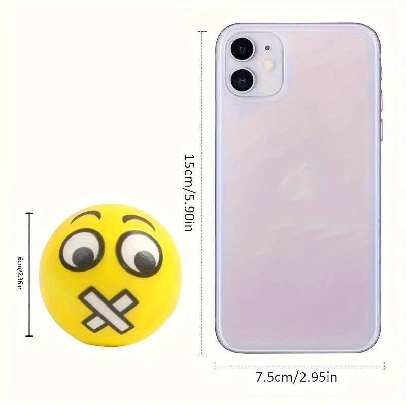 6 Pack Cartoon Stress Relief Balls Mixed Emotional Expression Squeeze Toys