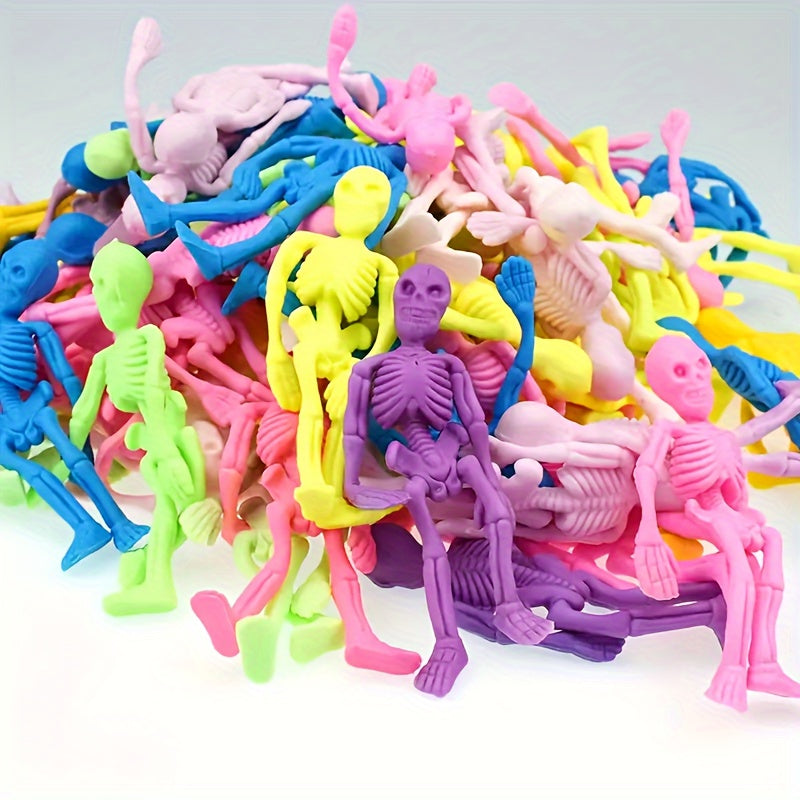 20pcs Halloween Skeleton Stretch Toys Soft TPR Rubber Party Favors