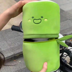 Cute Panda Plush Toy with Bamboo Tube, Anime Inspired Collectible Figure