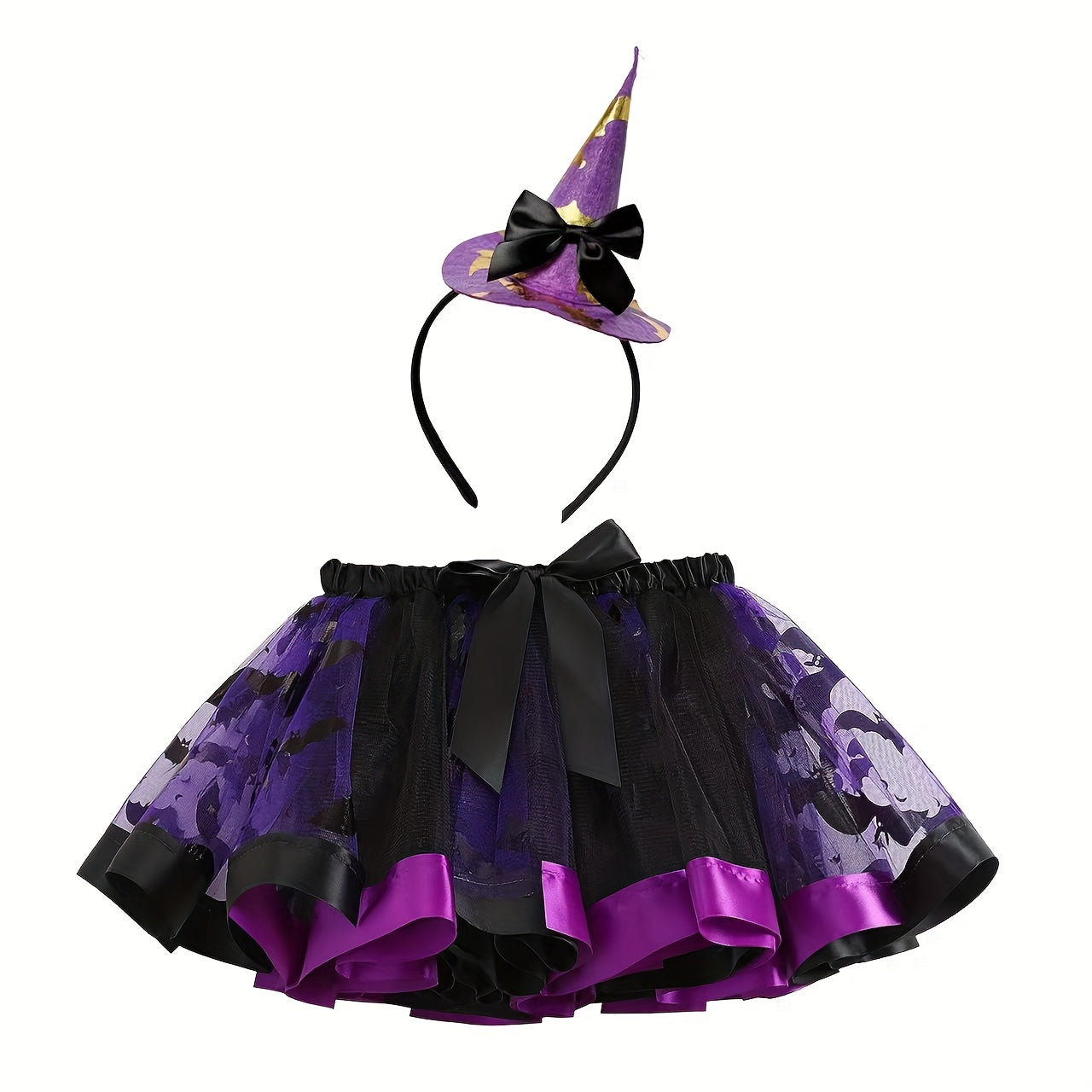 Witch Tutu Skirt with Headband Halloween Costume Set