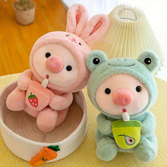 Cute Milk Tea Animal Plush Toy Pink Doll for Holiday Gift