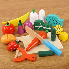 Wooden Kitchen Fruit Vegetable Cut And Chopped Toys