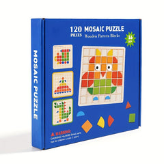 Early Education Puzzle Wooden Three dimensional Mosaic Puzzle Building Blocks