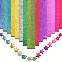 360pcs Vibrant Glitter Star Origami Paper Strips - Creative Decoration