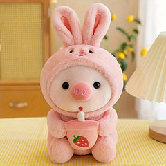 Cute Milk Tea Animal Plush Toy Pink Doll for Holiday Gift