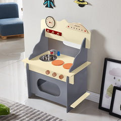 Wooden Play Kitchen Set Clock Sink Stovetop 51x69