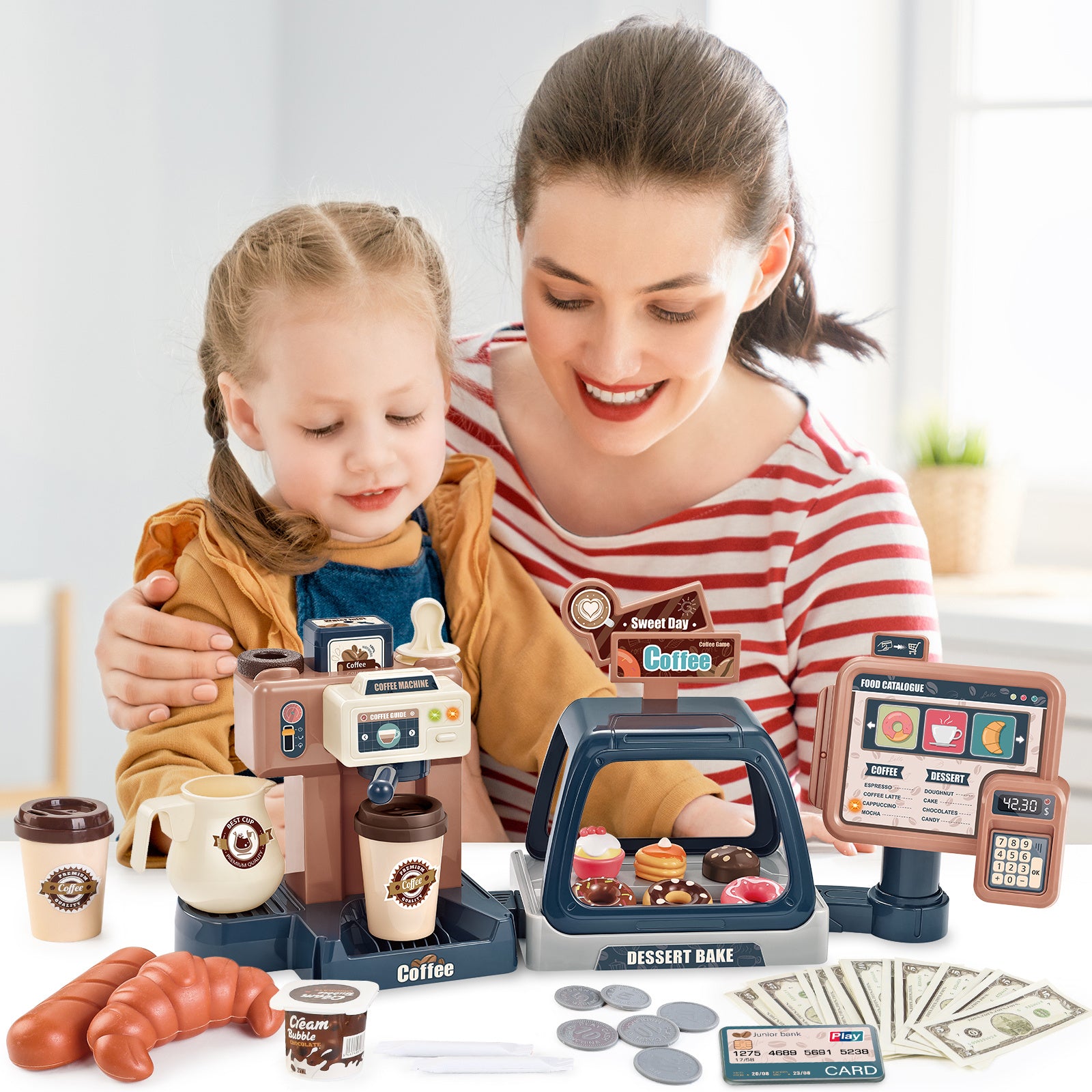 Kids Coffee Maker Play Set Dessert Shopping Toy