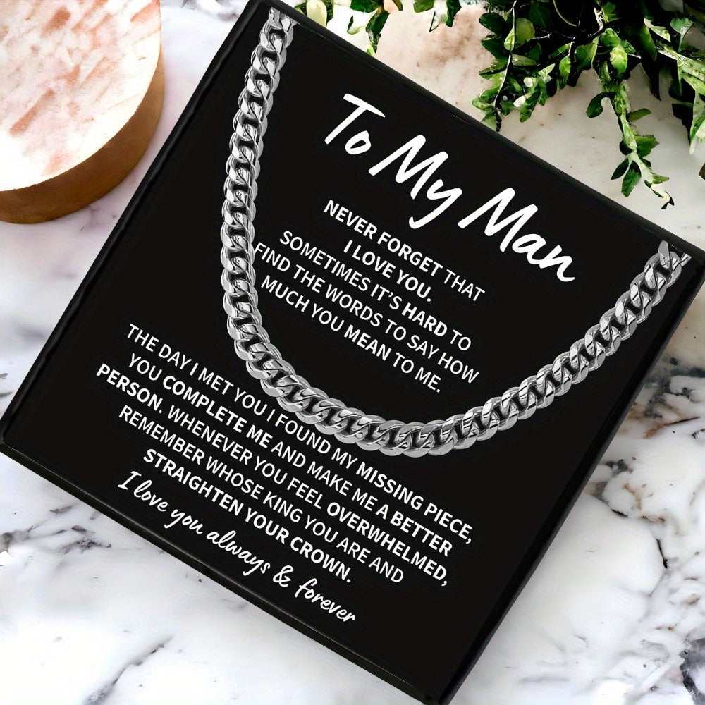 Cuban Link Chain Necklace Engraved Jewelry for Men