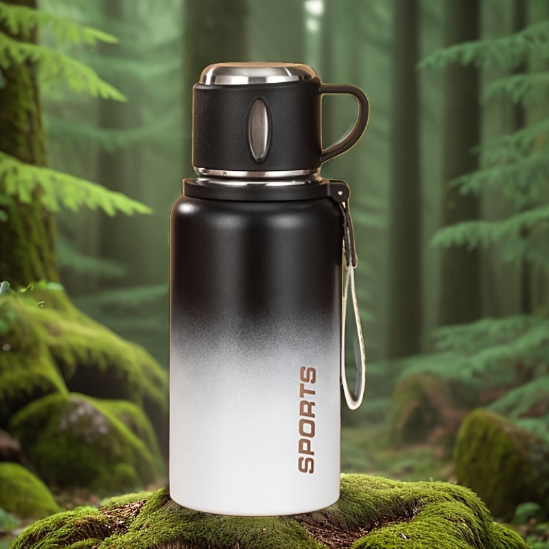 316 SS Insulated Water Bottle with Rope - Portable Kettle Coffee Cup Lid