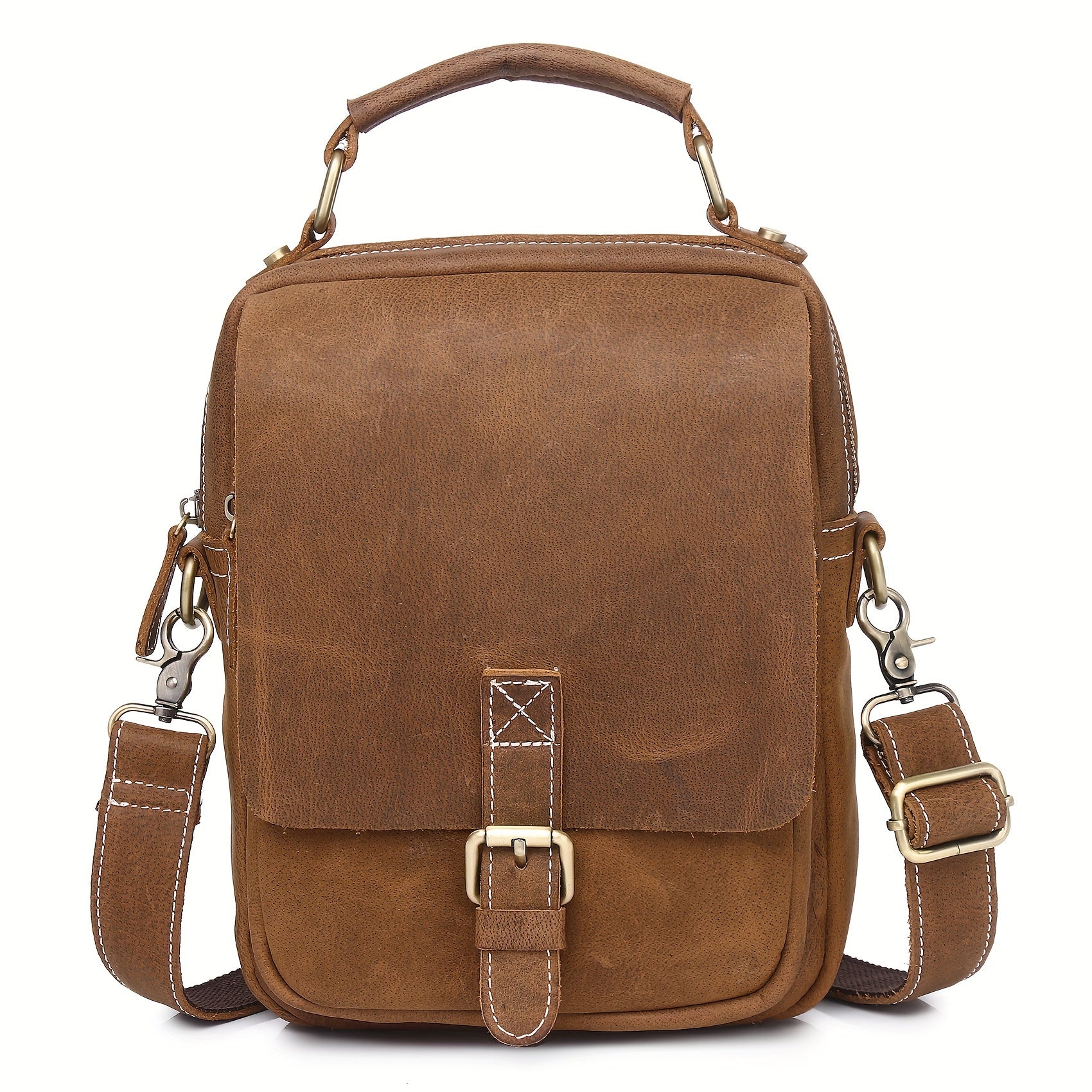 Classic Vintage Leather Messenger Bag Adjustable Strap Crossbody Shoulder Bag