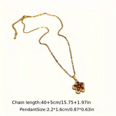 Stainless Steel Red Flower Necklace Clavicle Chain