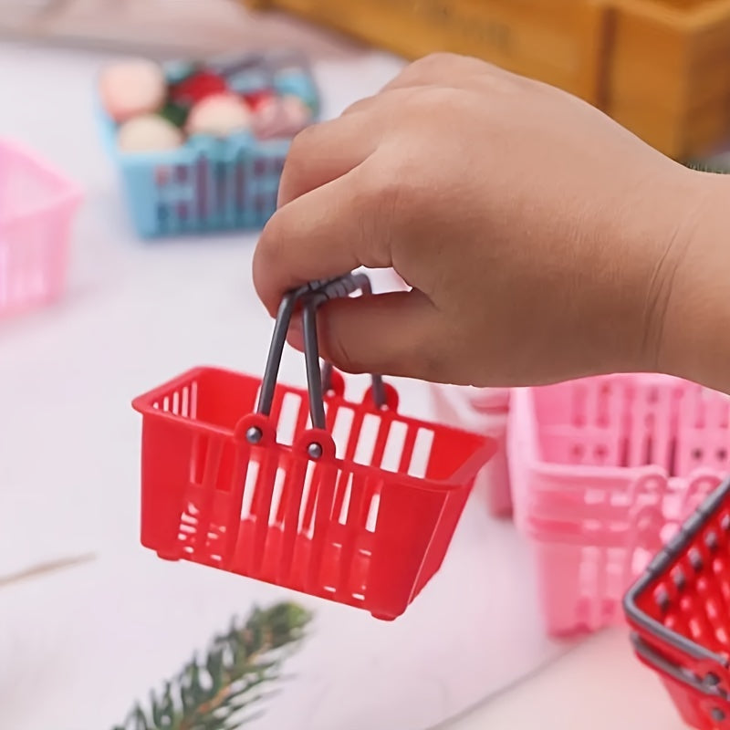 4pcs Mini Shopping Basket Toys Supermarket Basket Dollhouse Decor Furniture