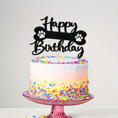 Sparkling Pet Themed Cake Topper for Dog & Cat Birthday Parties