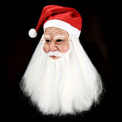 Latex Santa Mask with Realistic Beard for Christmas Cosplay