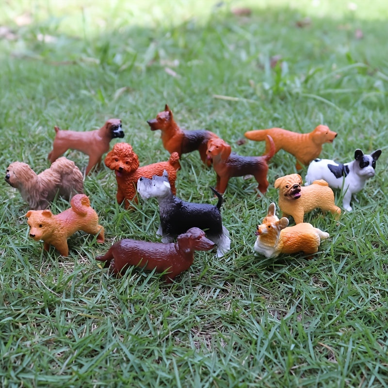 12PCS Mini Dog Figurines Playset Realistic Detailed Plastic Puppy Figures