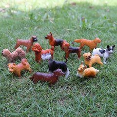 12PCS Mini Dog Figurines Playset Realistic Detailed Plastic Puppy Figures
