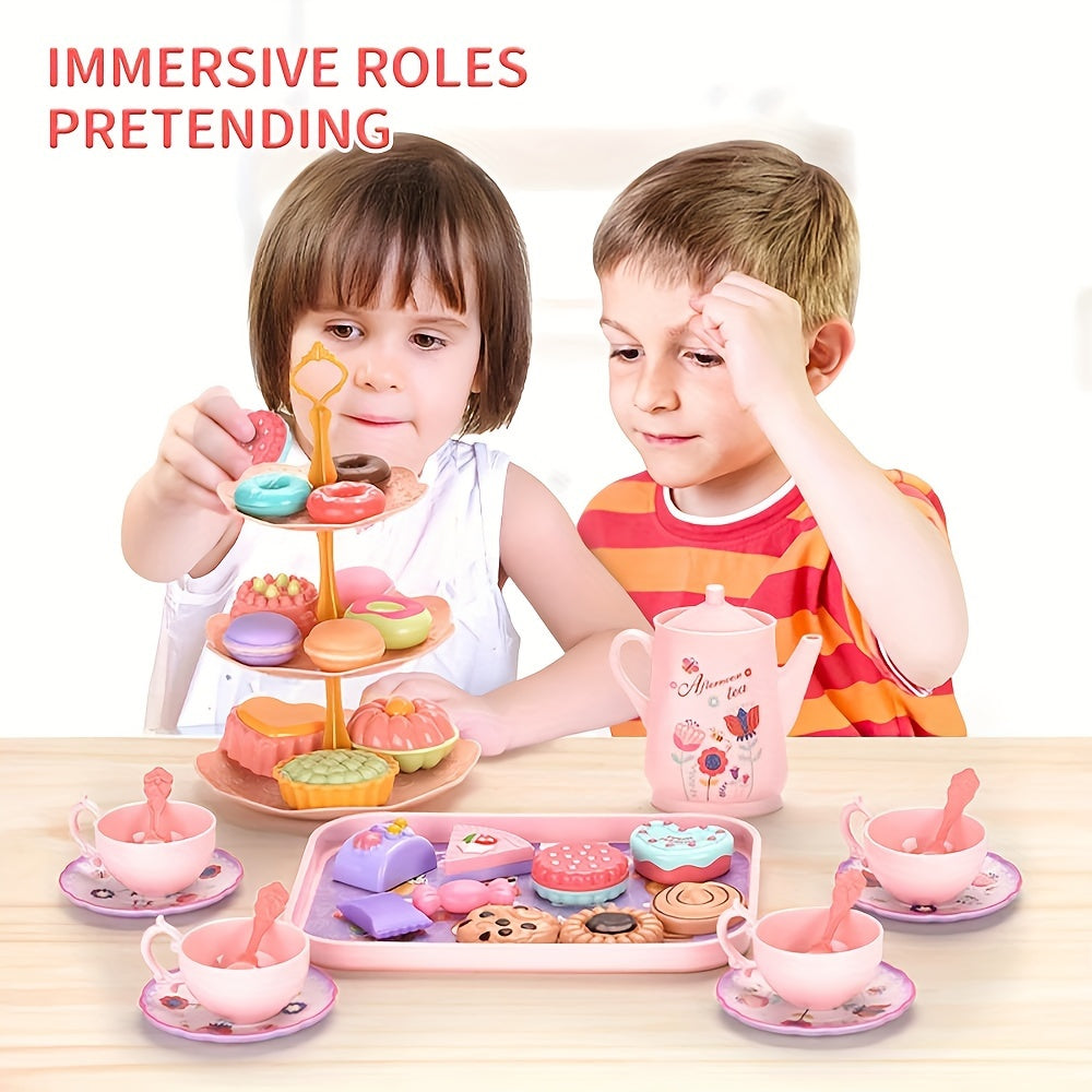 DIY Pretend Play Toy Simulation Tea Set Tableware Play House Kitchen Afternoon T